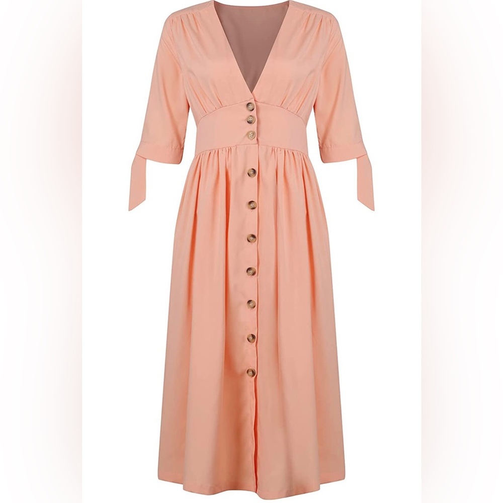 Women's Loose Short Sleeve Button Down Sundress Spring and Summer Casual Dresses